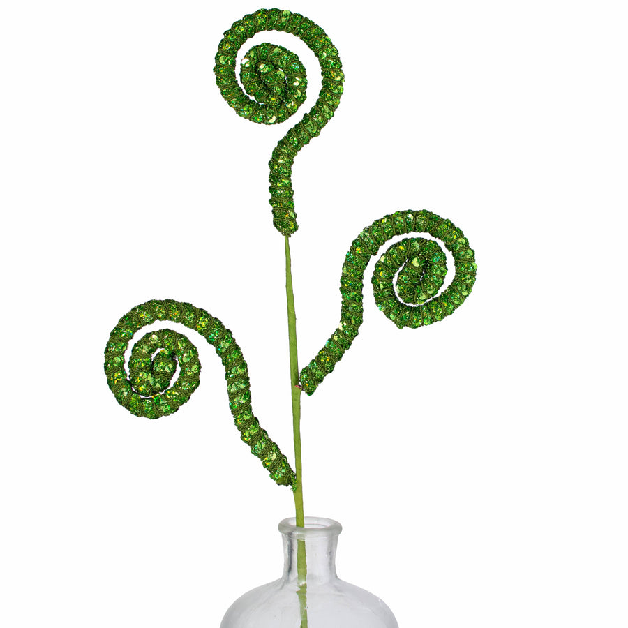 28" Sequin Curly Spray: Lime Green