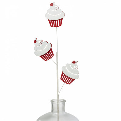 30" Glittered Felt Cupcake Spray: Red & White