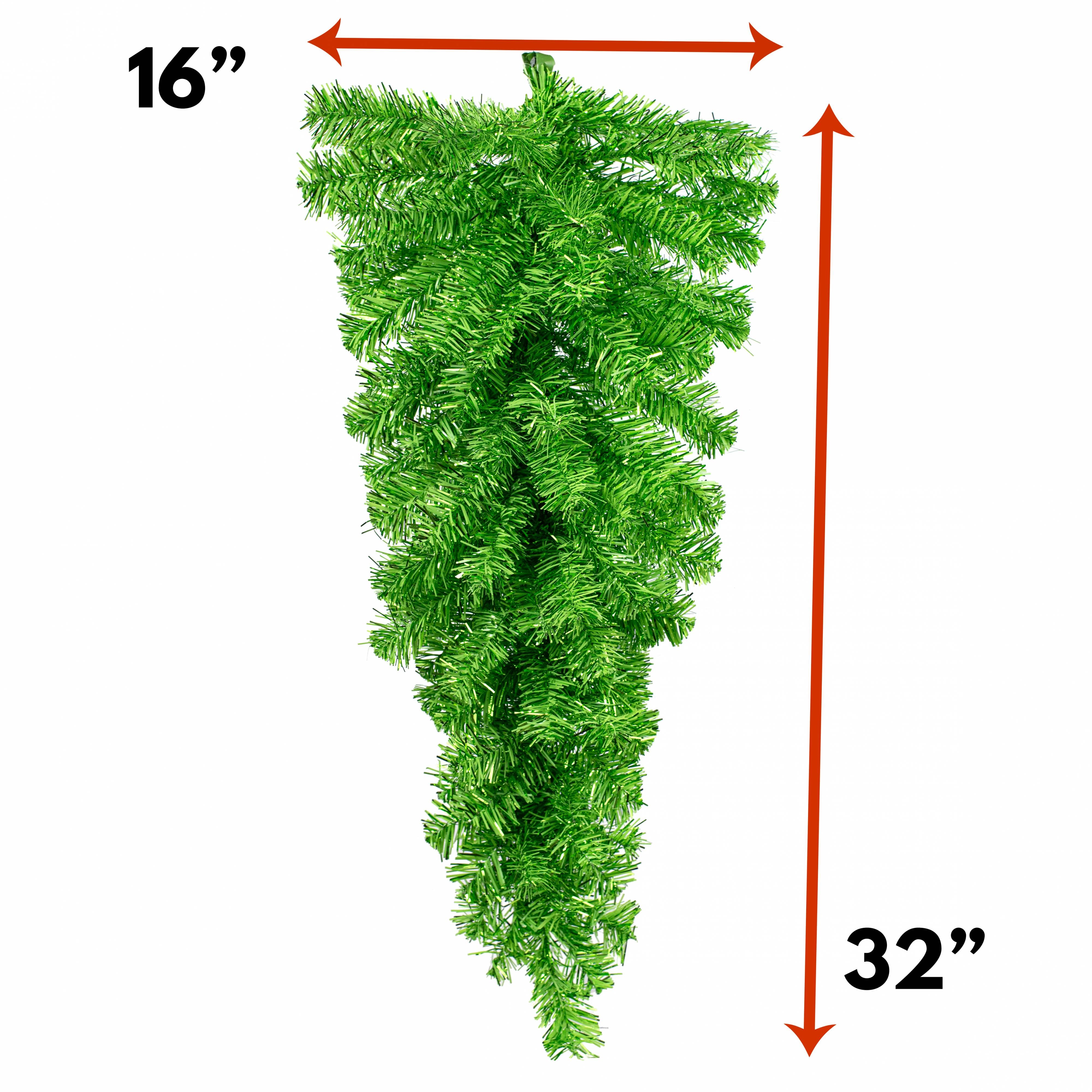 32" Pine Tinsel Teardrop Swag: Metallic Green