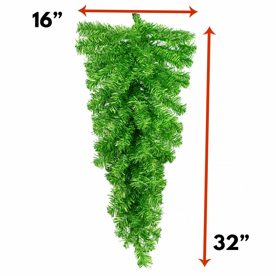 32" Pine Tinsel Teardrop Swag: Metallic Green