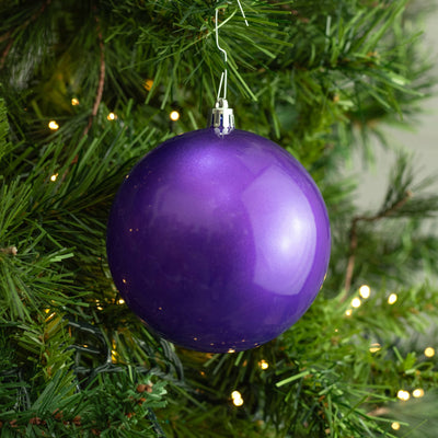 100MM Plastic Ball Ornament: Candy Apple Purple (Set of 4)