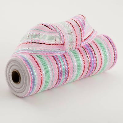 10" Striation Stripes Fabric Mesh: Pink, Mint, Red & Aqua