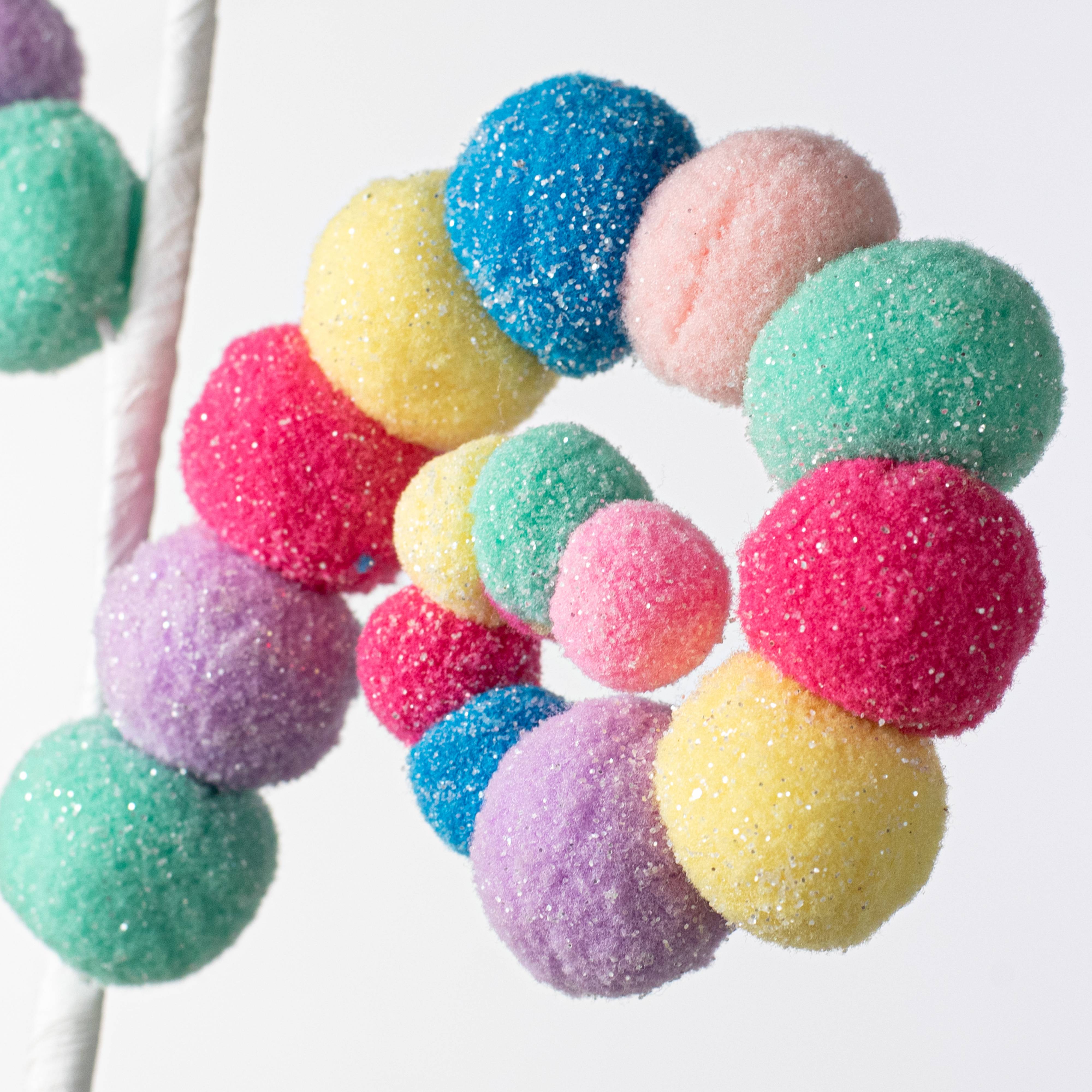 28" Felt Ball Spiral Curly Spray: Candy Pastels