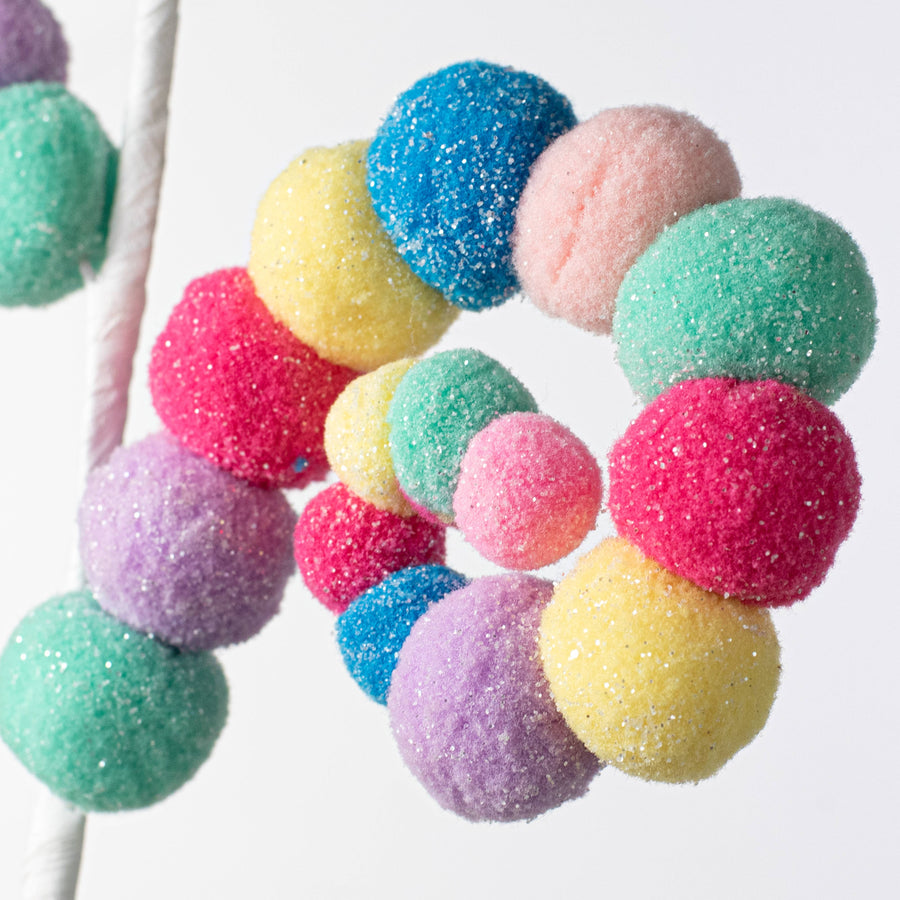28" Felt Ball Spiral Curly Spray: Candy Pastels