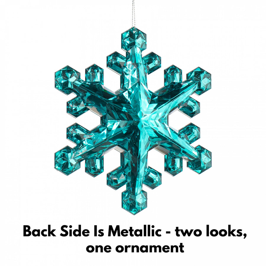 6" Jewel Snowflake Ornament: Teal