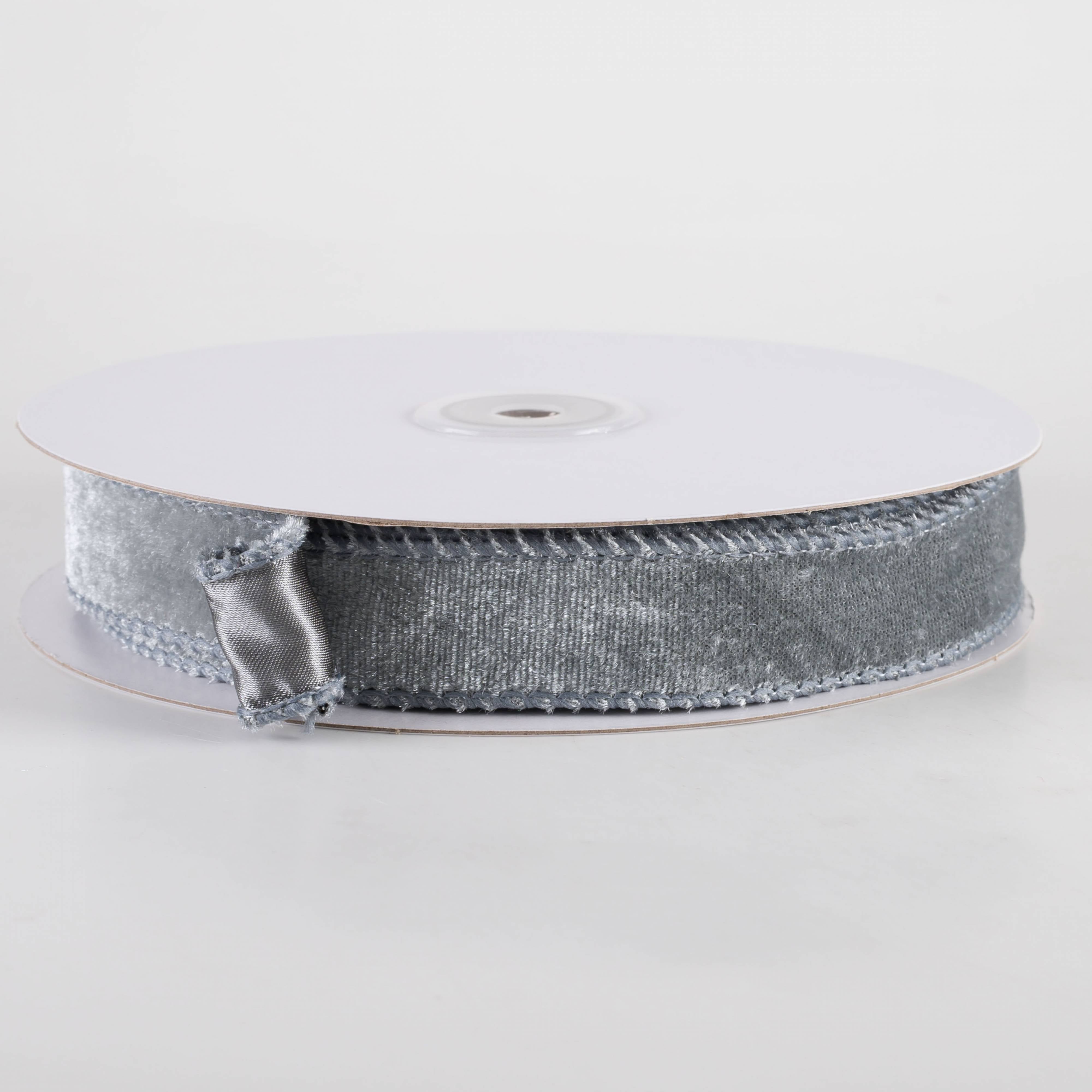 7/8" Deluxe Velvet Satin Backing Ribbon: Dark Grey (10 Yards)