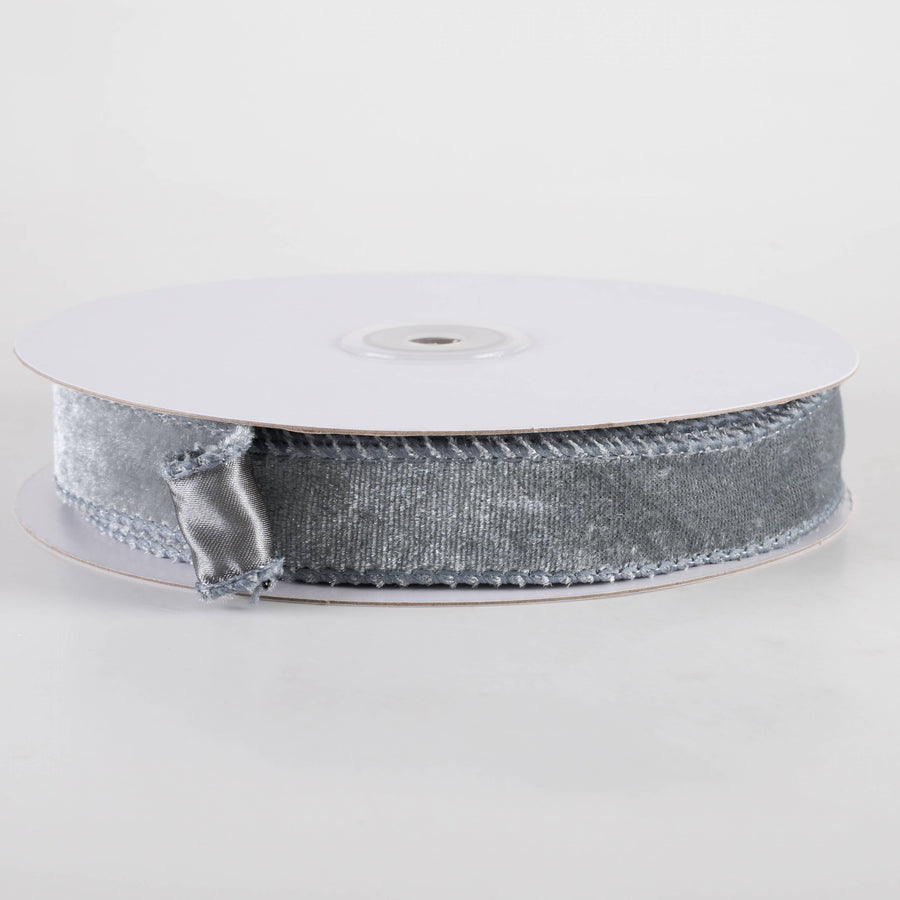7/8" Deluxe Velvet Satin Backing Ribbon: Dark Grey (10 Yards)
