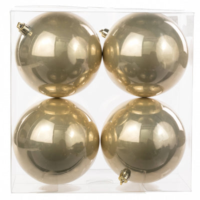 100MM Seamless Plastic Ball Ornament: Pearl Champagne (Set of 4)