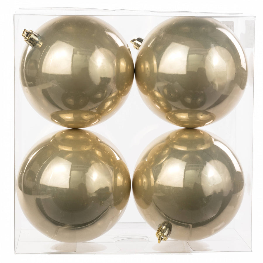 100MM Seamless Plastic Ball Ornament: Pearl Champagne (Set of 4)