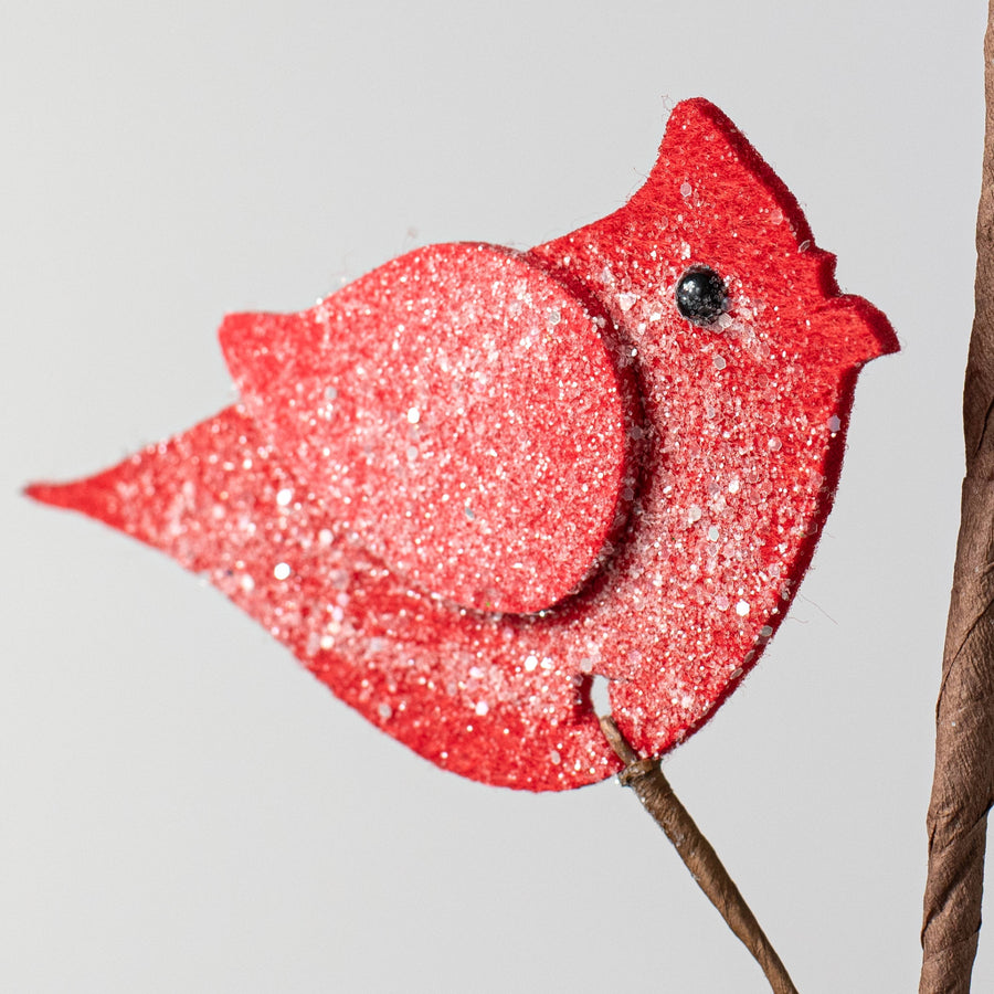 14" Frosted Felt Cardinals Pick