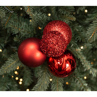 60-80mm Ball Ornament Cluster Ties: Metalli, Sequin & Glitter Red