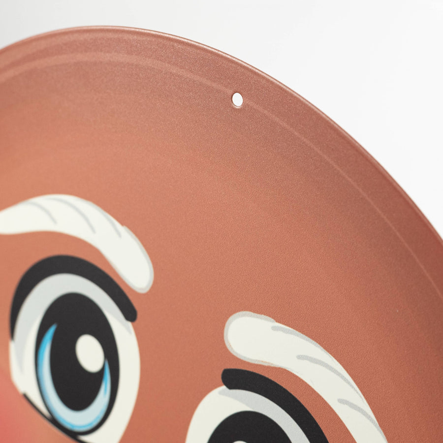 12" Metal Face Sign: Brown Santa