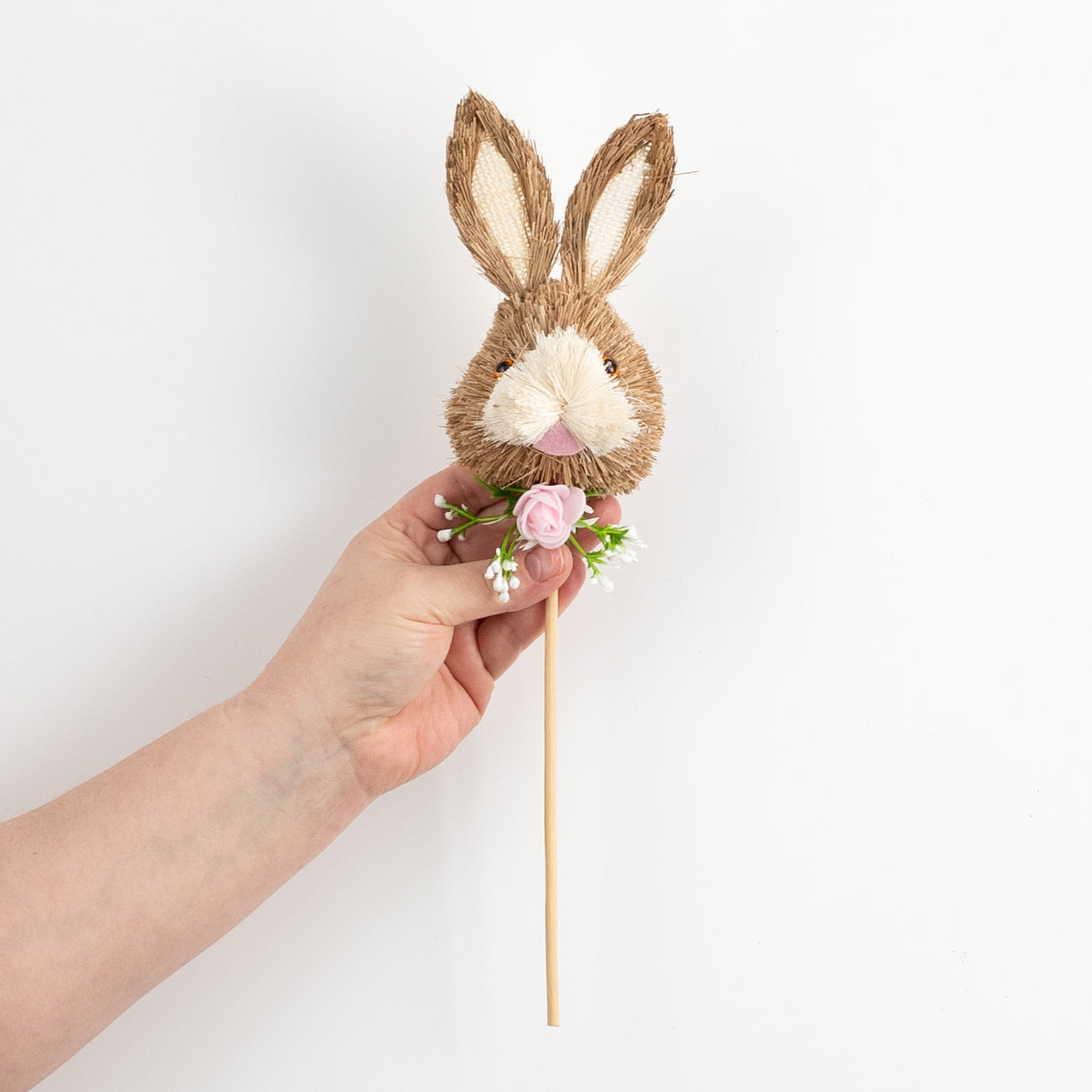 13" Easter Bunny Natural Sisal Head Pick detail photo 4