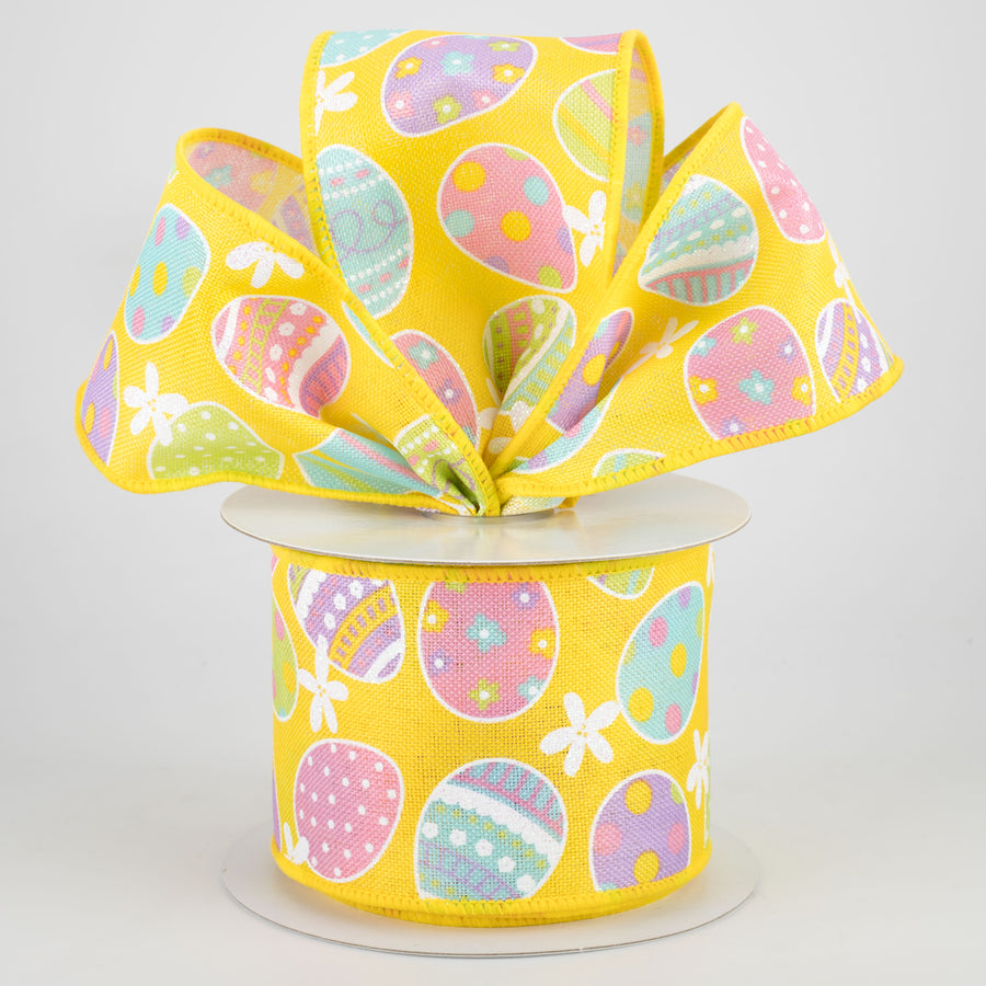 2.5" Easter Eggs Ribbon: Soft Yellow (10 Yards) Lifestyle Photo