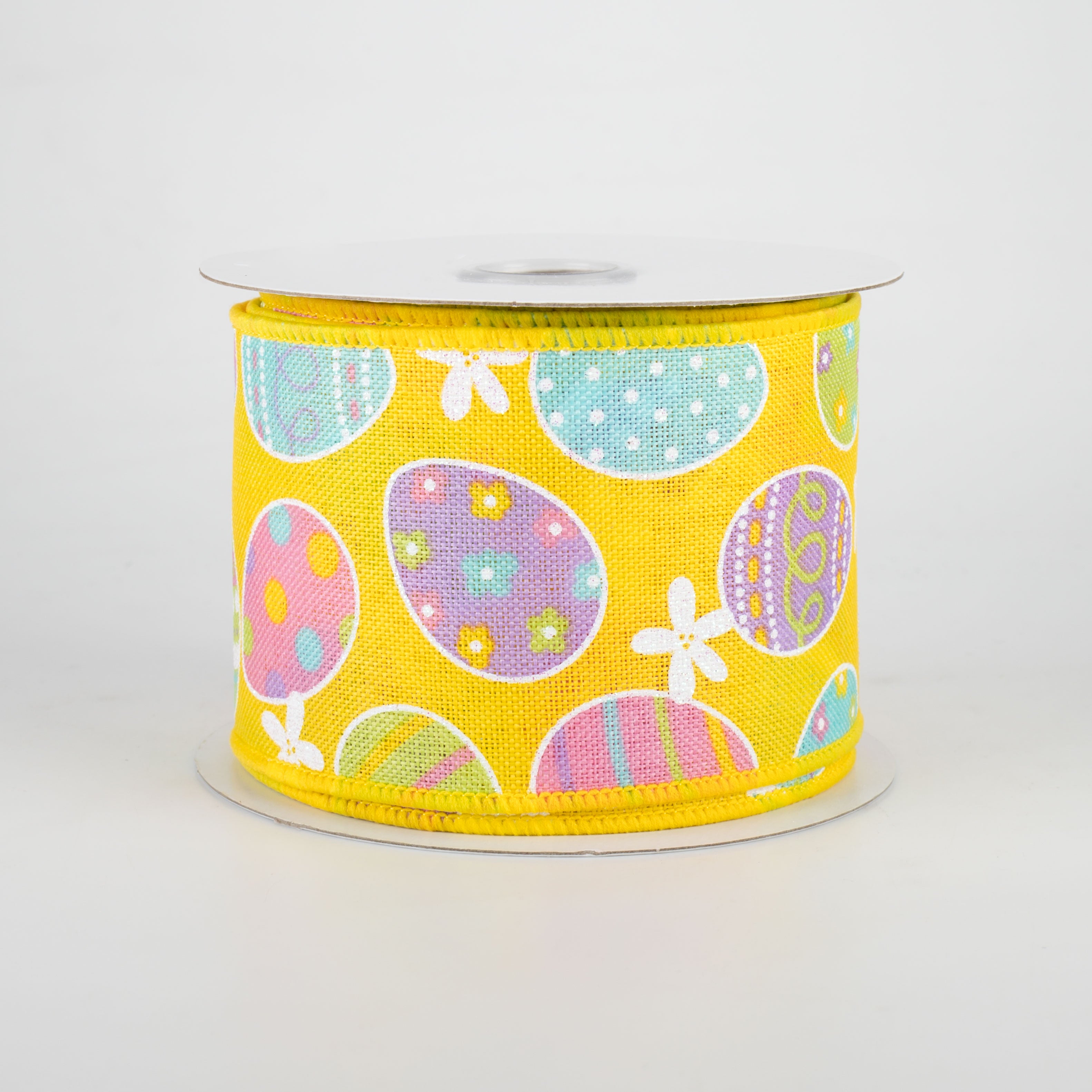 2.5" Easter Eggs Ribbon: Soft Yellow (10 Yards)
