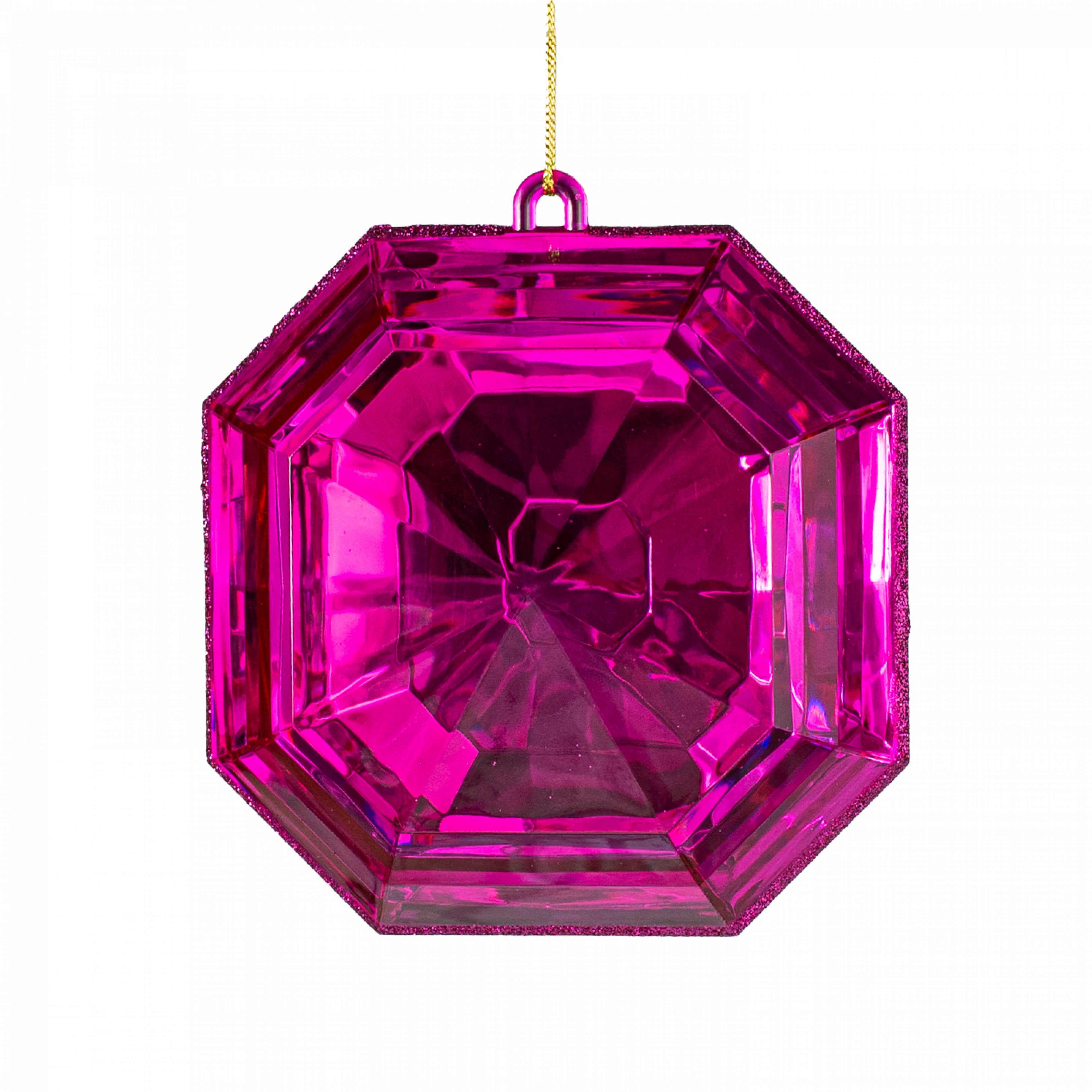 6" Jewel Gem Ornament: Fuchsia Pink