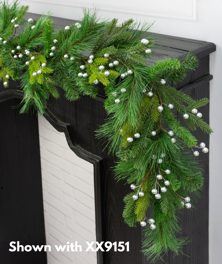 5' Berry Ball Garland: Pearl Silver