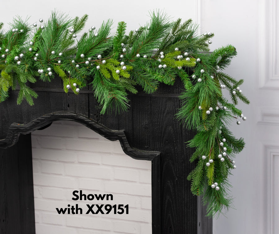 5' Berry Ball Garland: Pearl Silver