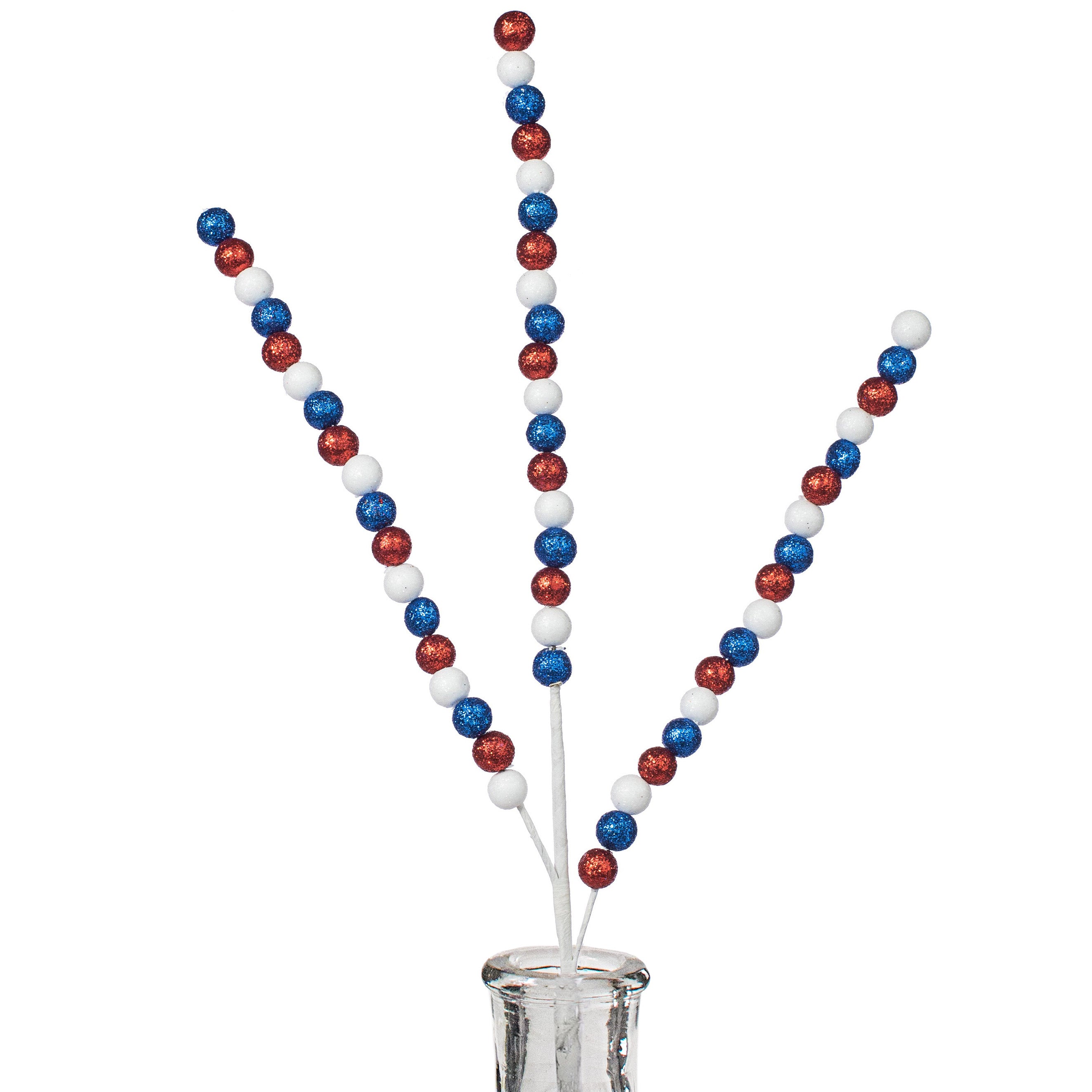 Beaded Glitter Ball Spray: Red, White, Blue (25")