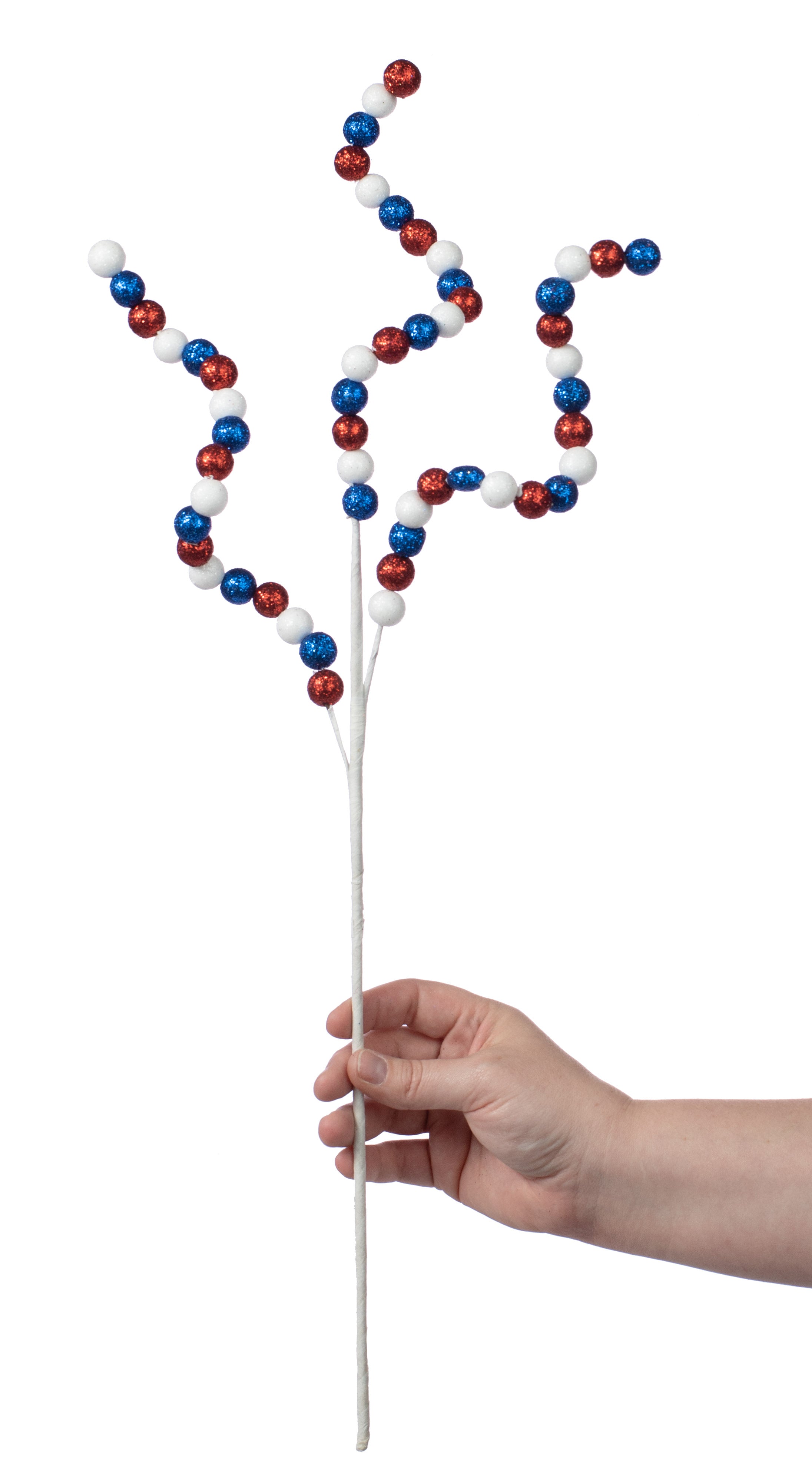 Beaded Glitter Ball Spray: Red, White, Blue (25")