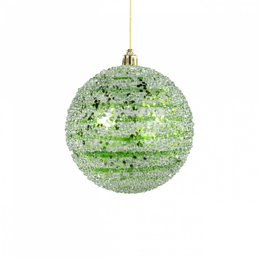 4" Iced Sequin Ball Ornament: Green