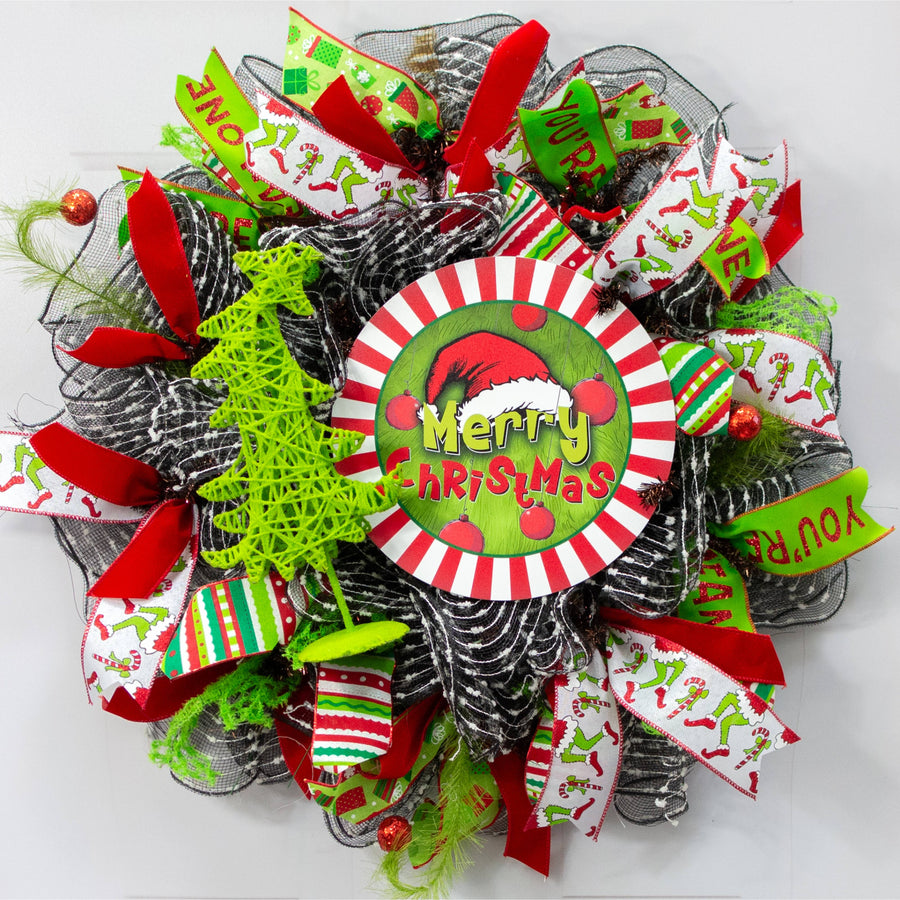 13" Flocked Green Monster Fairy Tree
