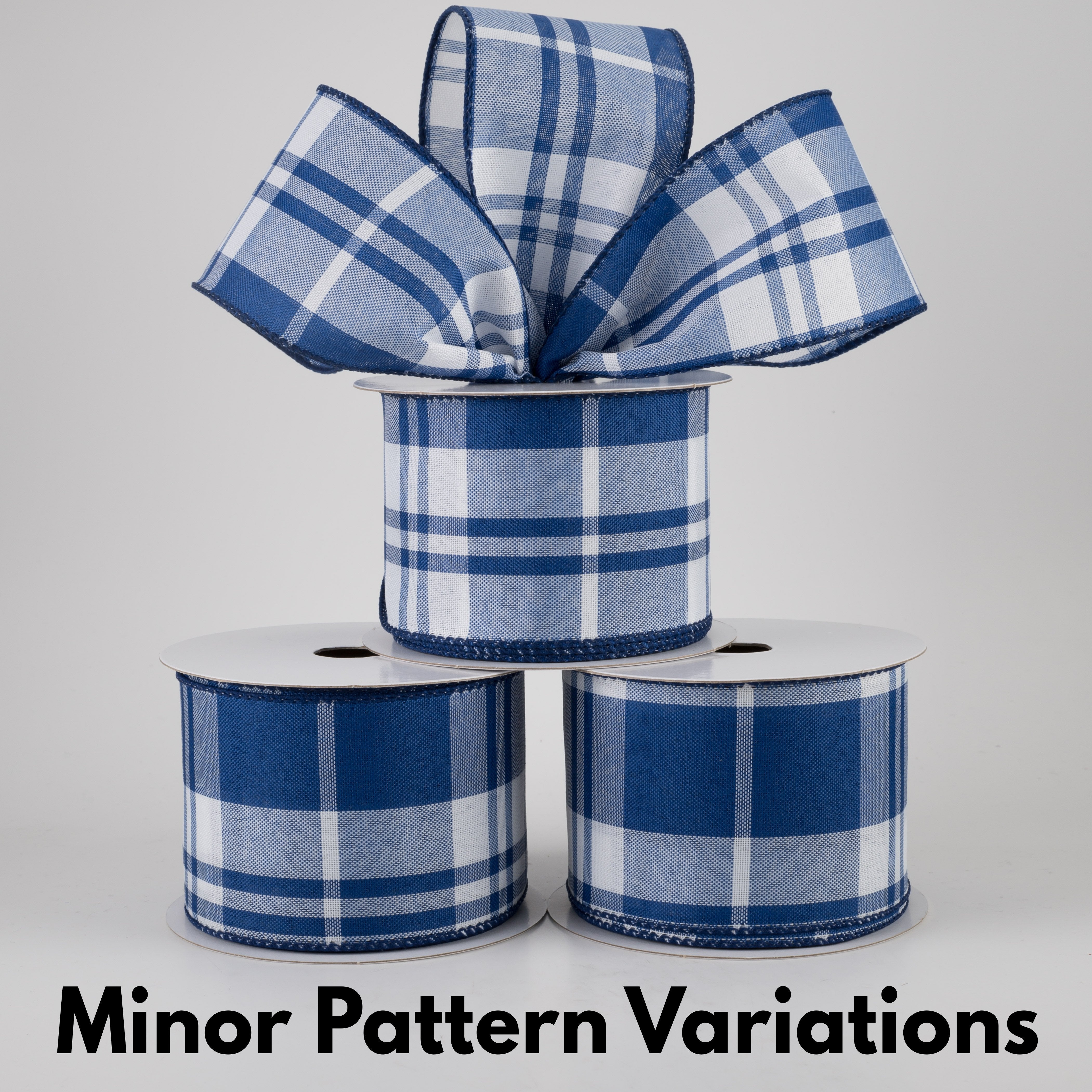 2.5" Eday Plaid Ribbon: Blue & White (10 Yards) Lifestyle Photo