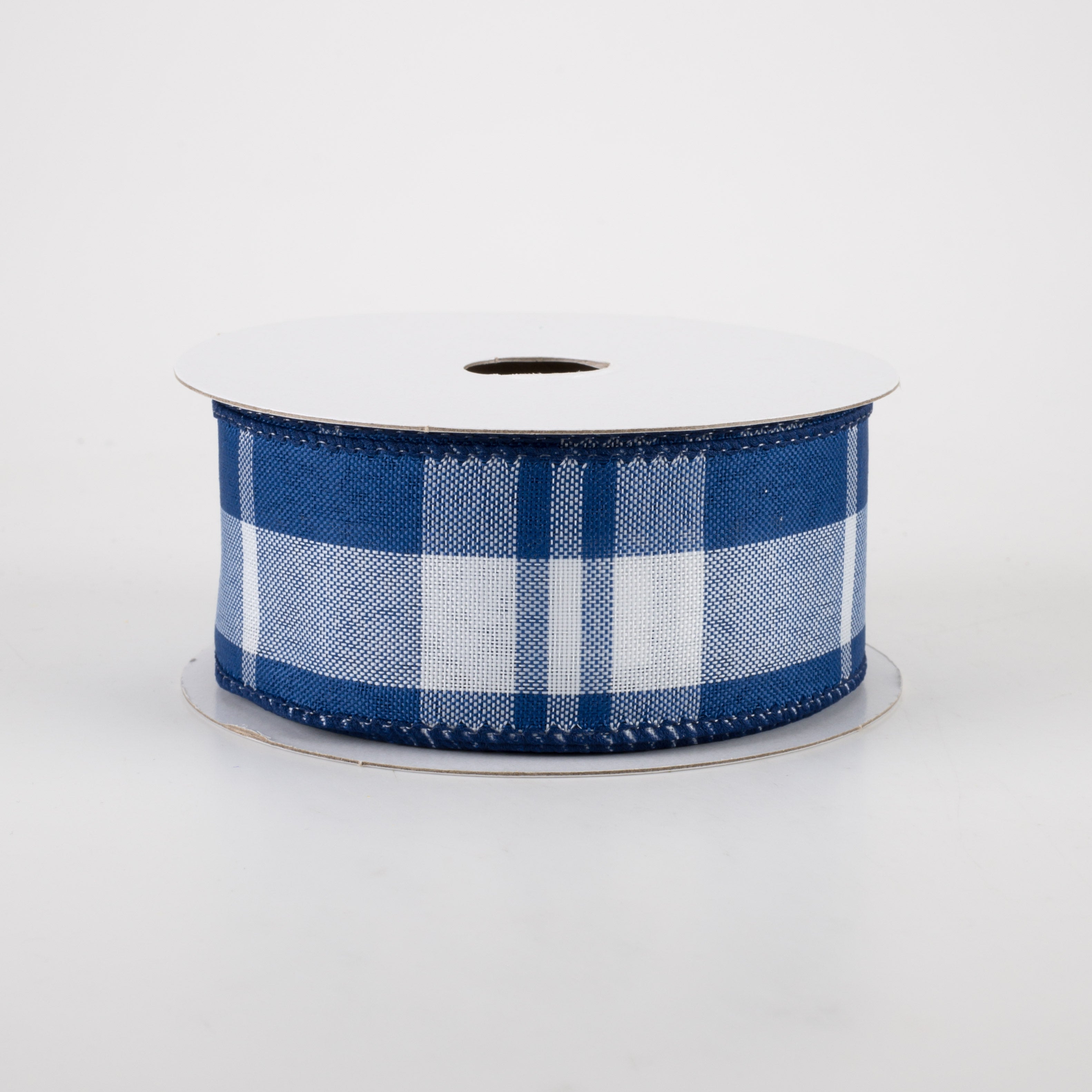 1.5" Eday Plaid Ribbon: Blue & White (10 Yards)