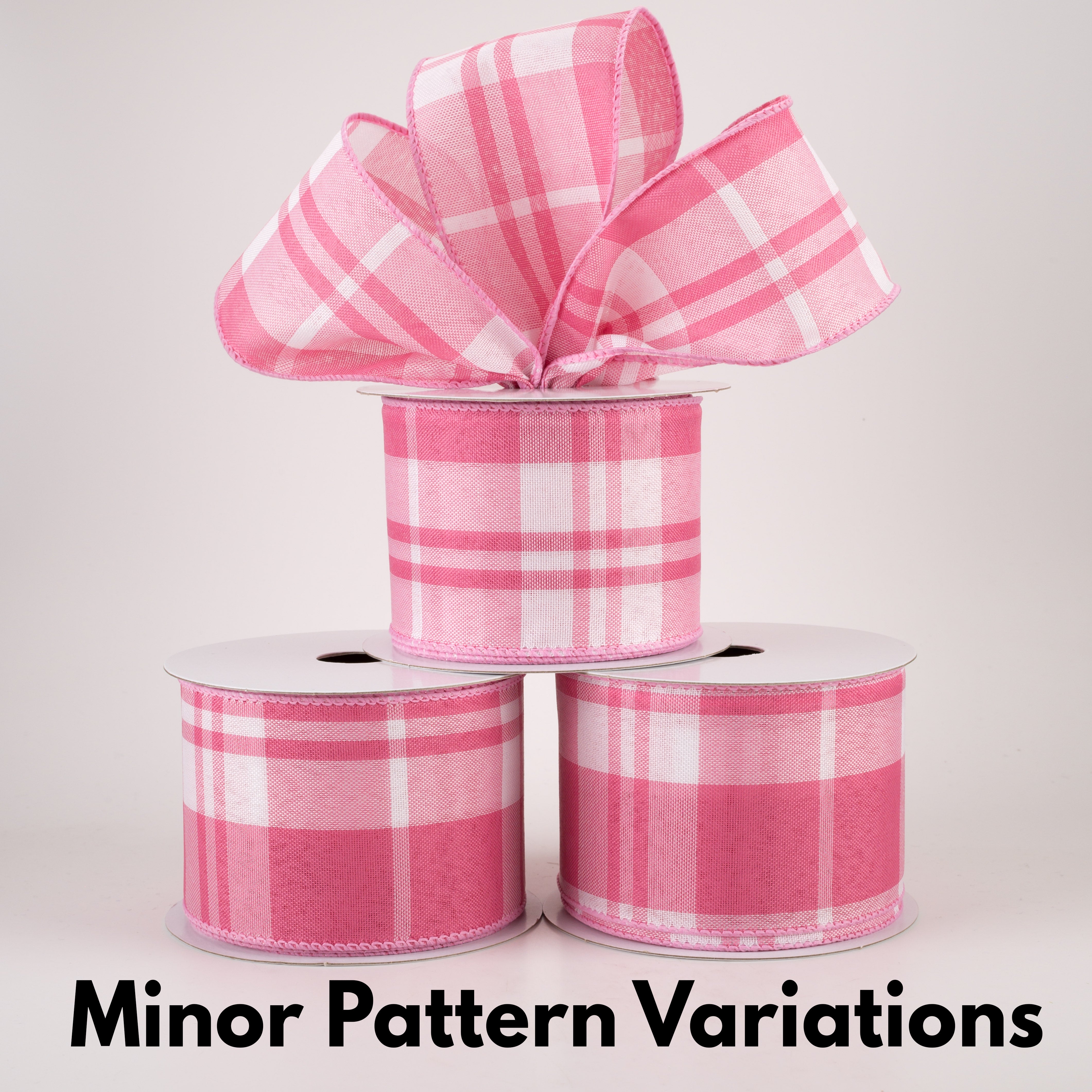 2.5" Eday Plaid Ribbon: Blush Pink & White (10 Yards) Lifestyle Photo