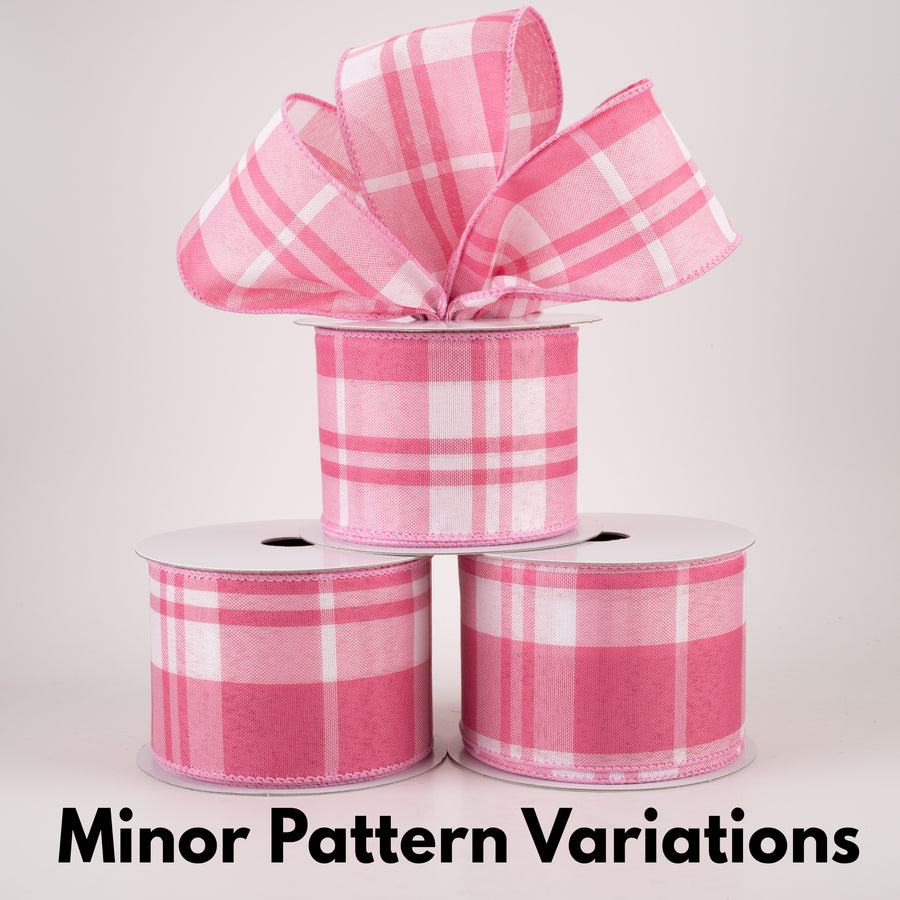 2.5" Eday Plaid Ribbon: Blush Pink & White (10 Yards) Lifestyle Photo