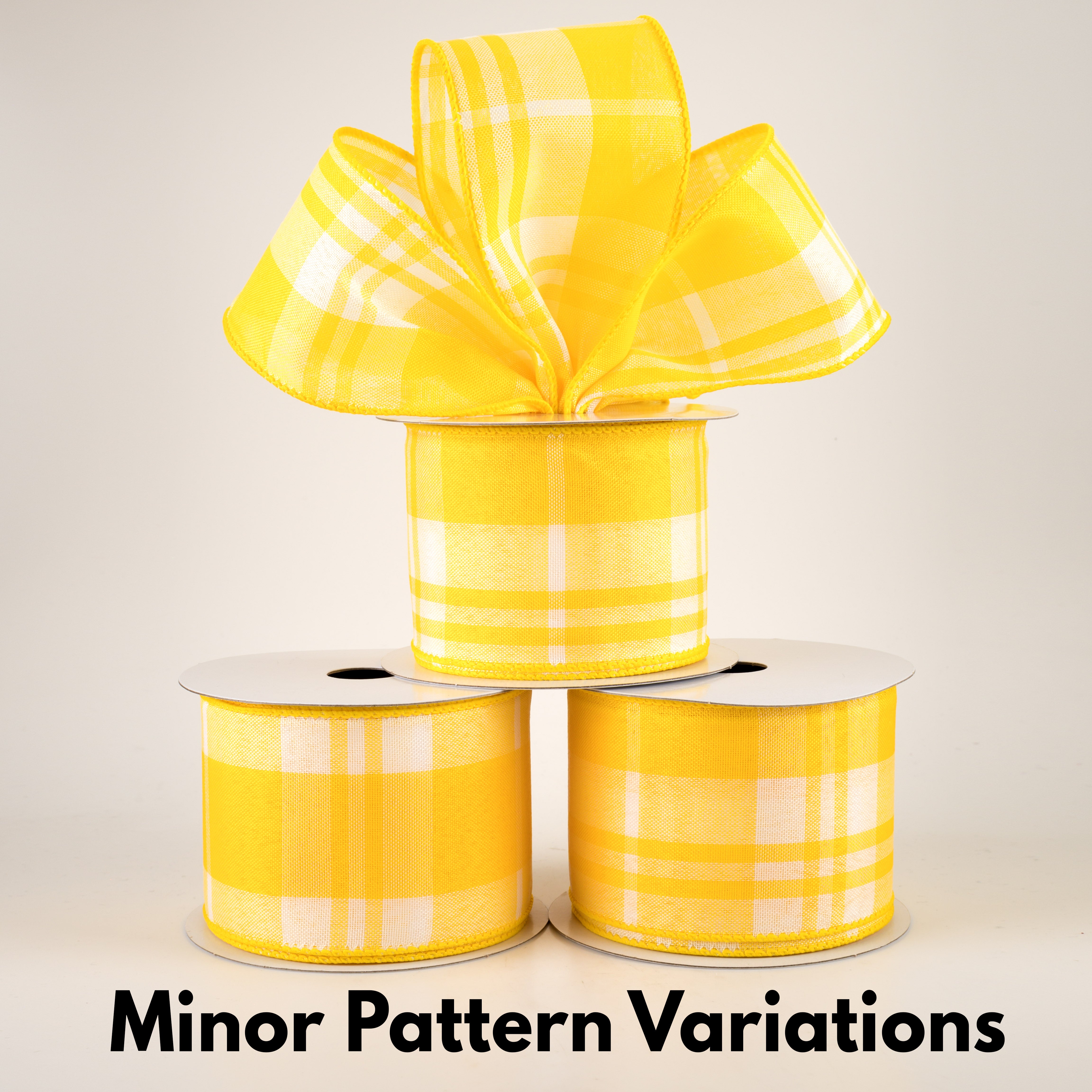 2.5" Eday Plaid Ribbon: Yellow & White (10 Yards) Lifestyle Photo