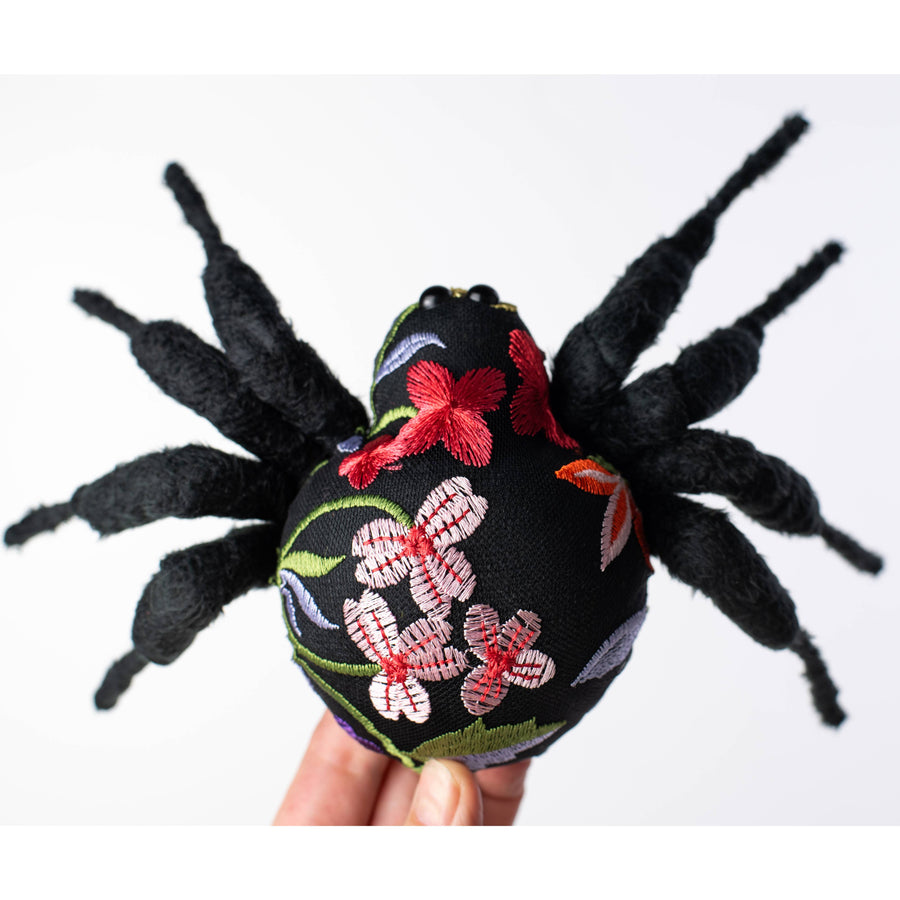 12" Embroidered Floral Spider Accent