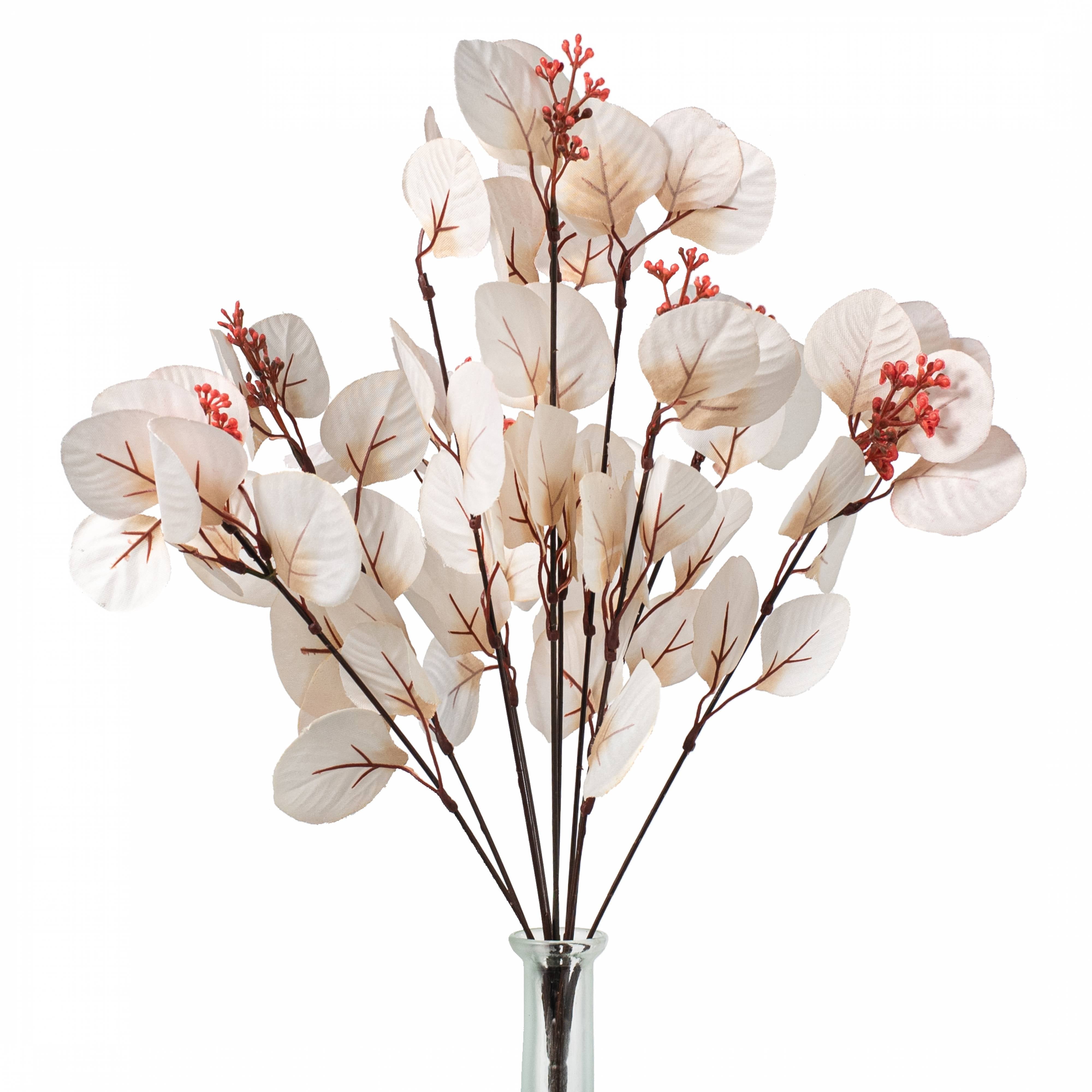 18" Eucalyptus Bush: Beige (10 Stem)