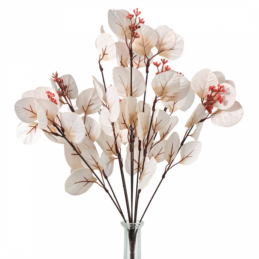 18" Eucalyptus Bush: Beige (10 Stem)