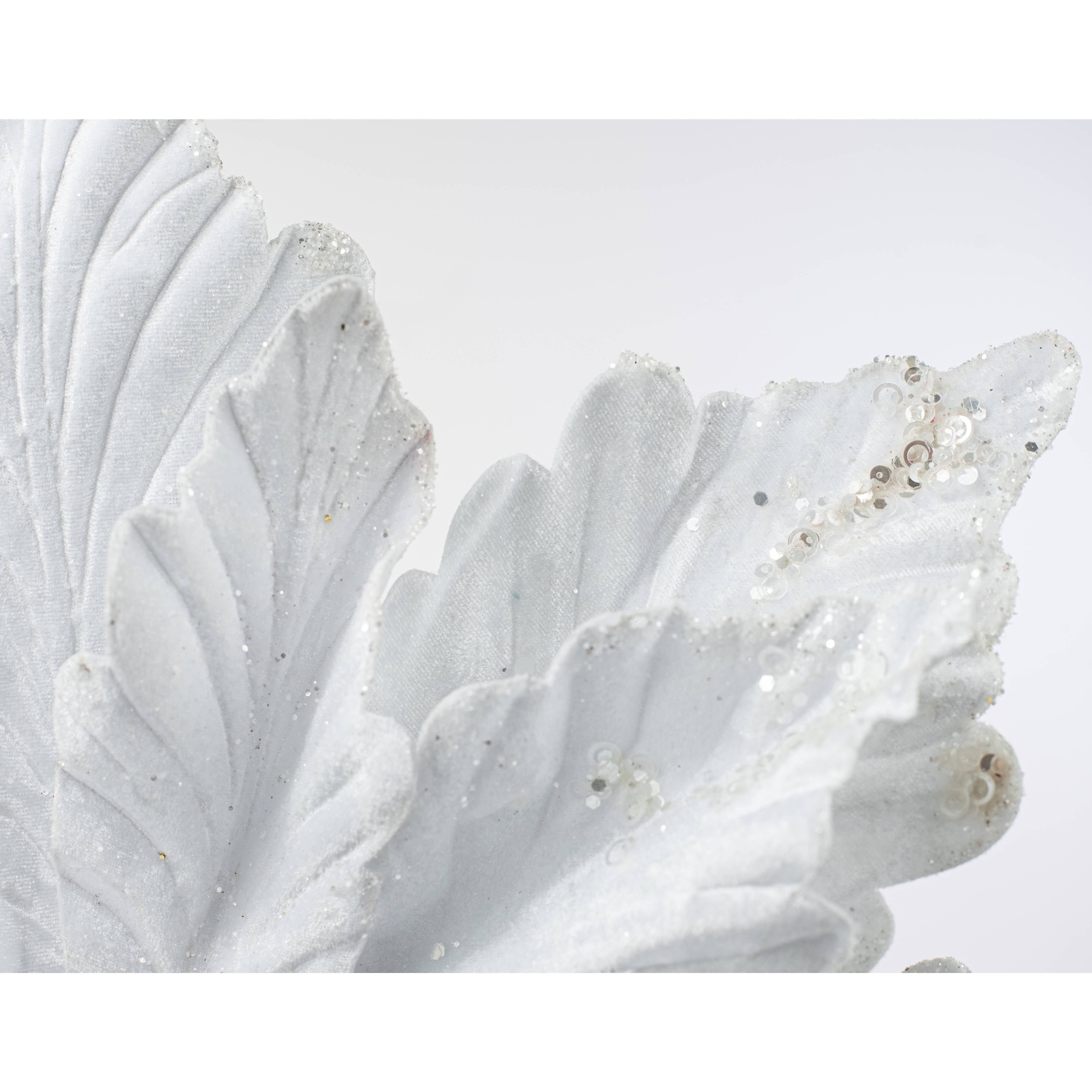 19" x 25" Jumbo Deluxe Velvet Poinsettia Stem: White