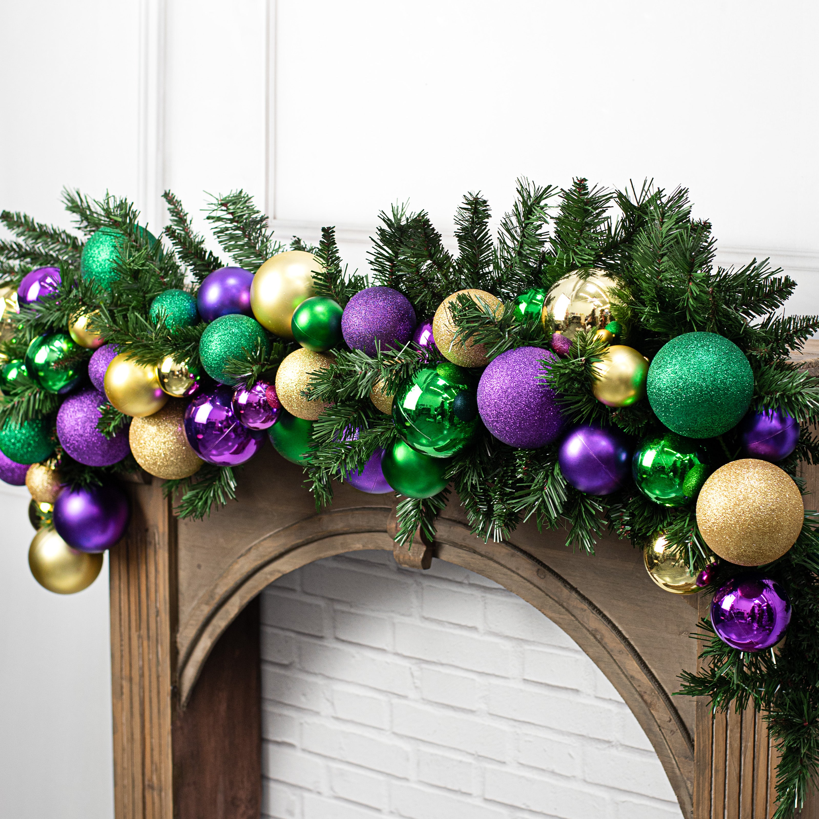 6' Effortless Mardi Gras Ornament Garland Lifestyle Photo