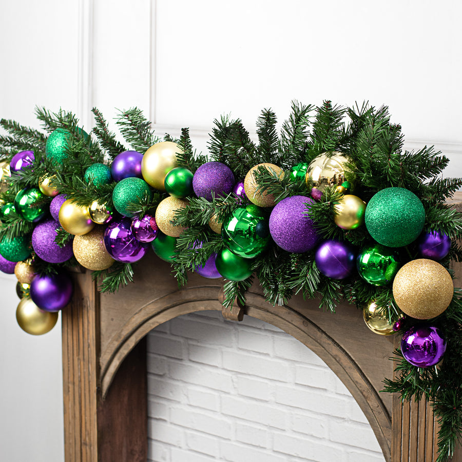 6' Effortless Mardi Gras Ornament Garland Lifestyle Photo