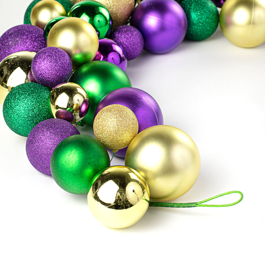 6' Effortless Mardi Gras Ornament Garland detail photo 3