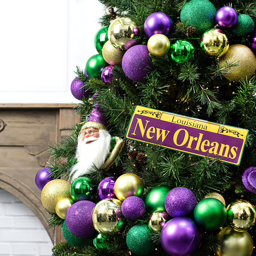 6' Effortless Mardi Gras Ornament Garland detail photo 4