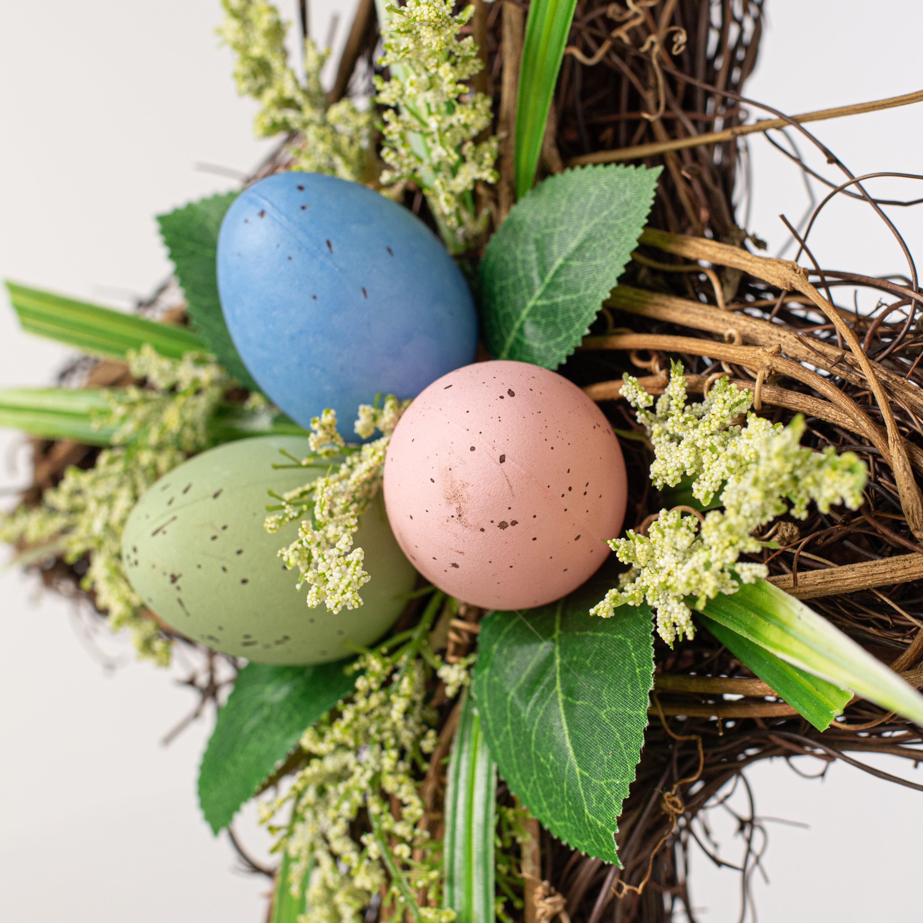 14" Eggs & Grasses on Natural Twig Cross Ornament detail photo 3