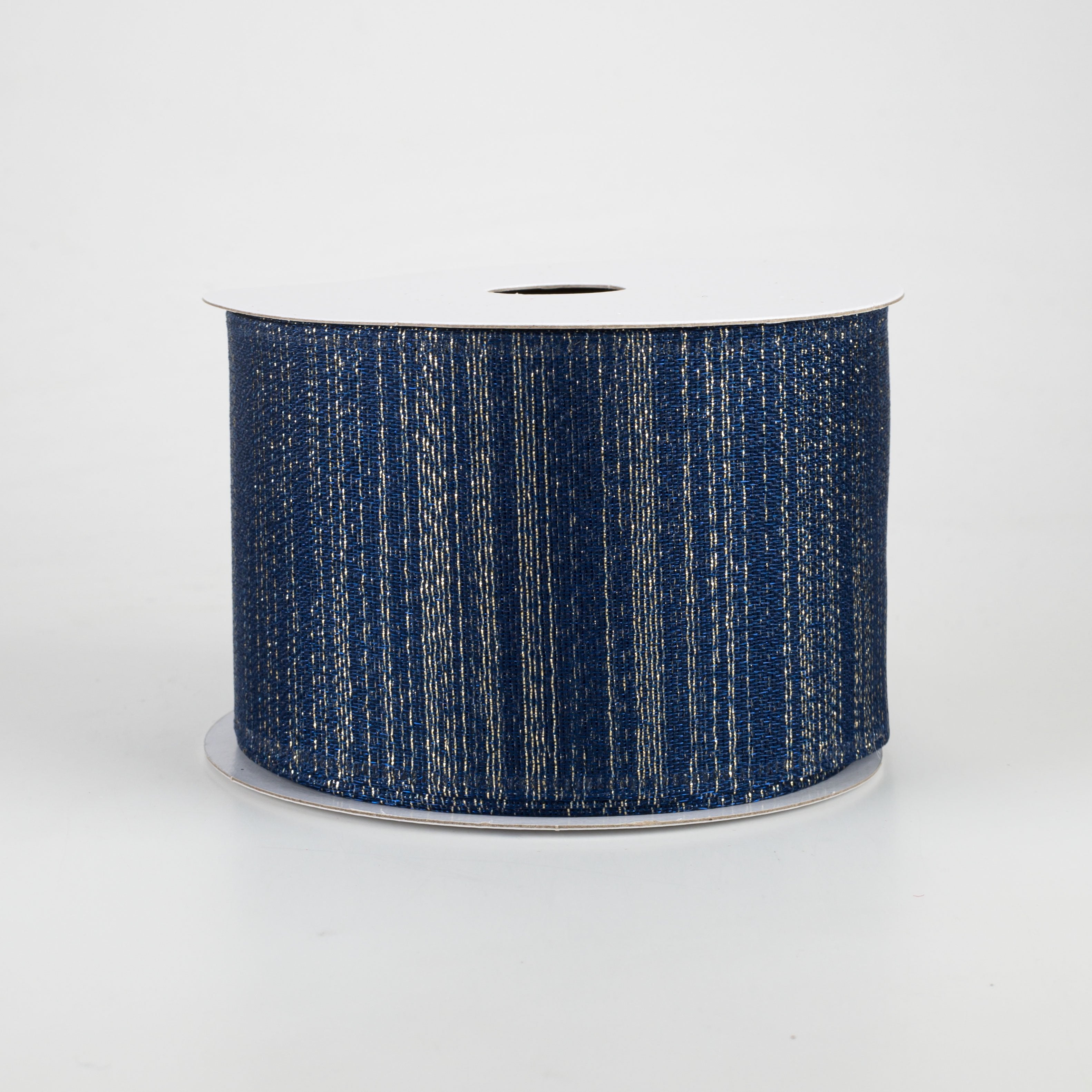 2.5" Elegant Metallic Weave Ribbon: Navy & Gold (10 Yards)