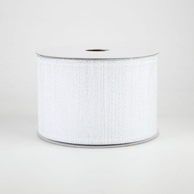2.5" Elegant Metallic Weave Ribbon: White Iridescent (10 Yards)
