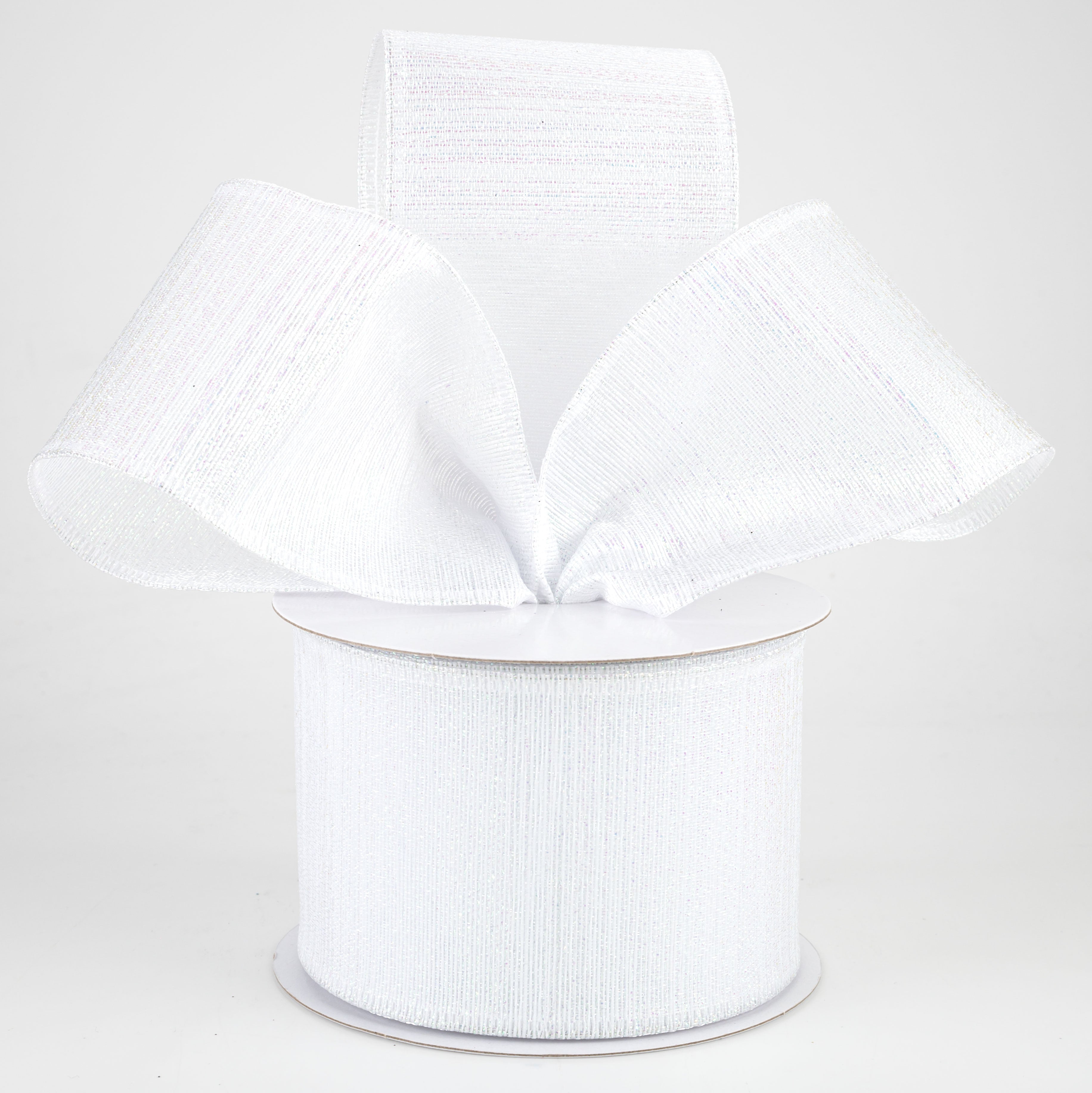 2.5" Elegant Metallic Weave Ribbon: White Iridescent (10 Yards) Lifestyle Photo