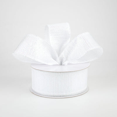 1.5" Elegant Metallic Weave Ribbon: White Iridescent (10 Yards) Lifestyle Photo
