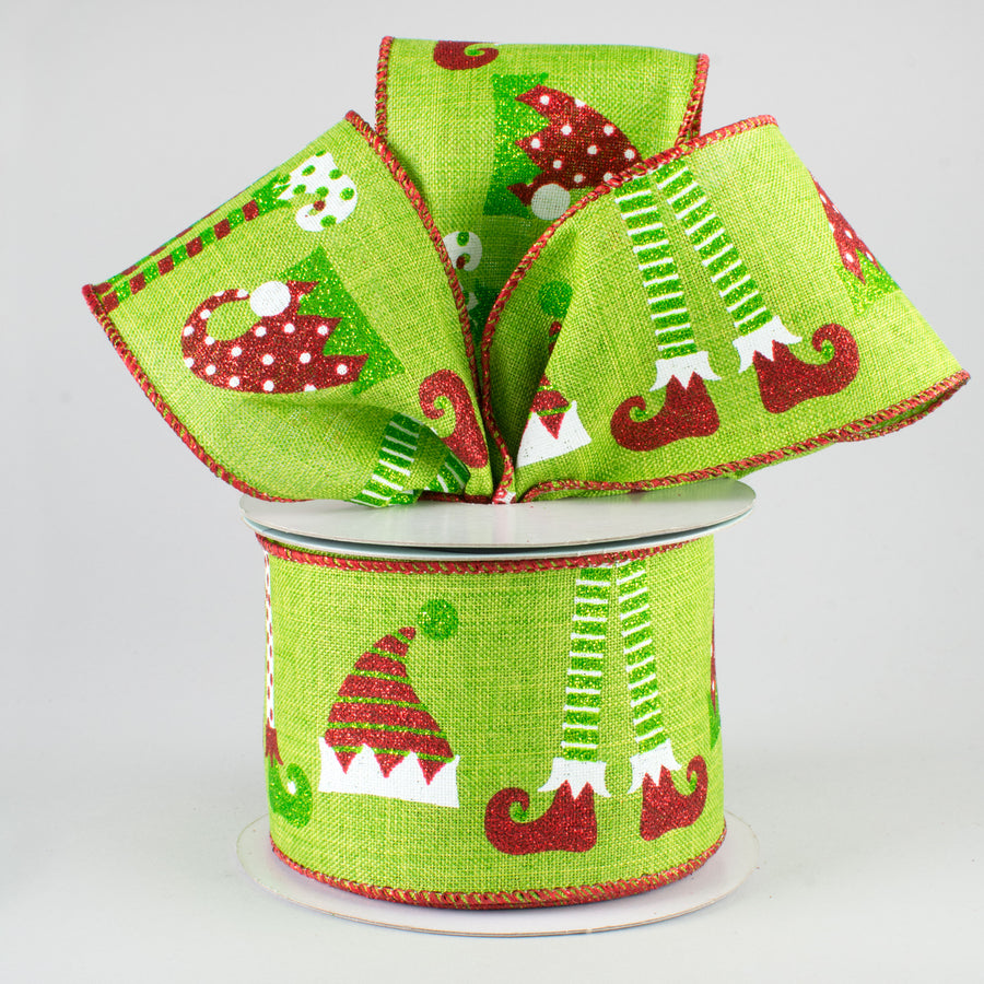 2.5" Elf Hats & Legs Ribbon: Fresh Green (10 Yards) Lifestyle Photo