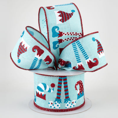 2.5" Elf Hats & Legs Ribbon: Ice Blue (10 Yards) Lifestyle Photo