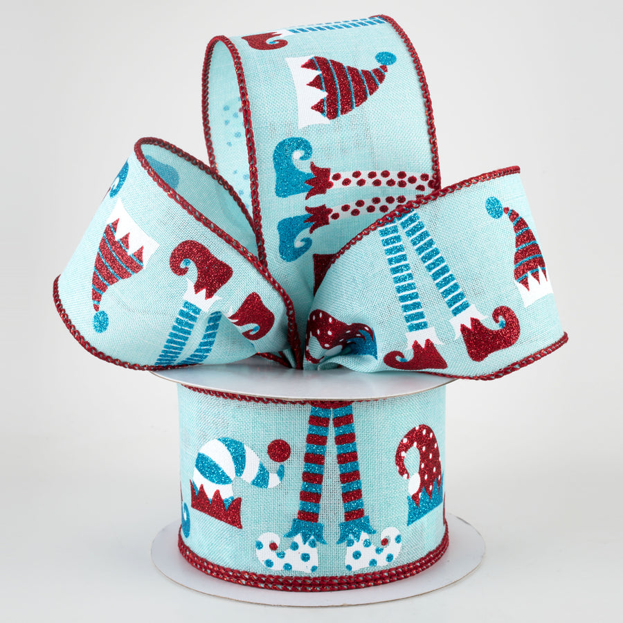 2.5" Elf Hats & Legs Ribbon: Ice Blue (10 Yards) Lifestyle Photo