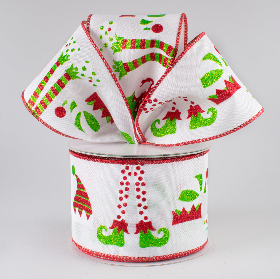 2.5" Elf Hats & Legs Ribbon: White (10 Yards) Lifestyle Photo
