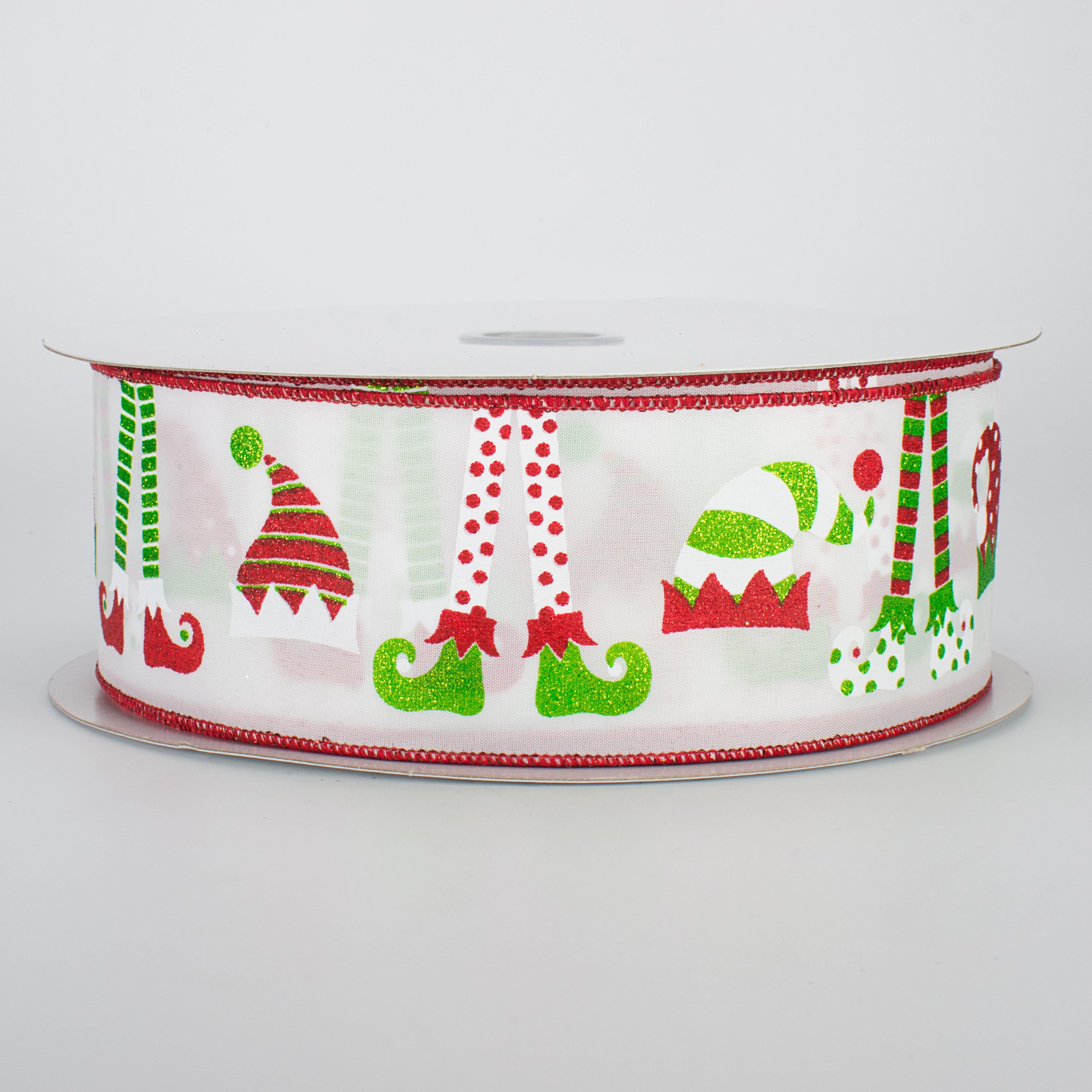 2.5" Elf Hats & Legs Ribbon: White Satin (50 Yards)