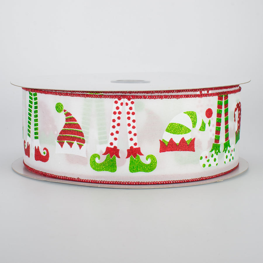 2.5" Elf Hats & Legs Ribbon: White Satin (50 Yards)